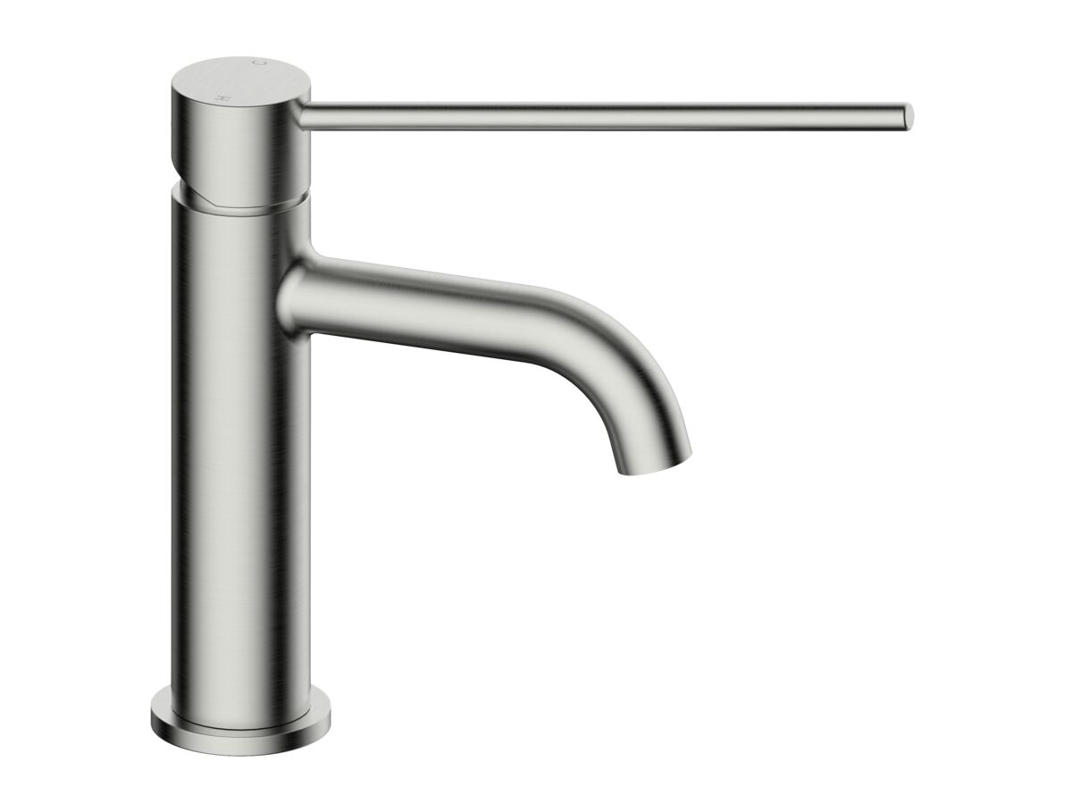 reece Mizu Drift Basin Mixer Curved Spout with Extended Lever Tap Brushed Nickel (6 Star) Lead Free