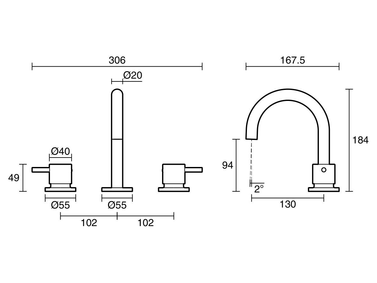 Reece Mizu Drift Basin Set Matte Black (6 Star) Lead Free