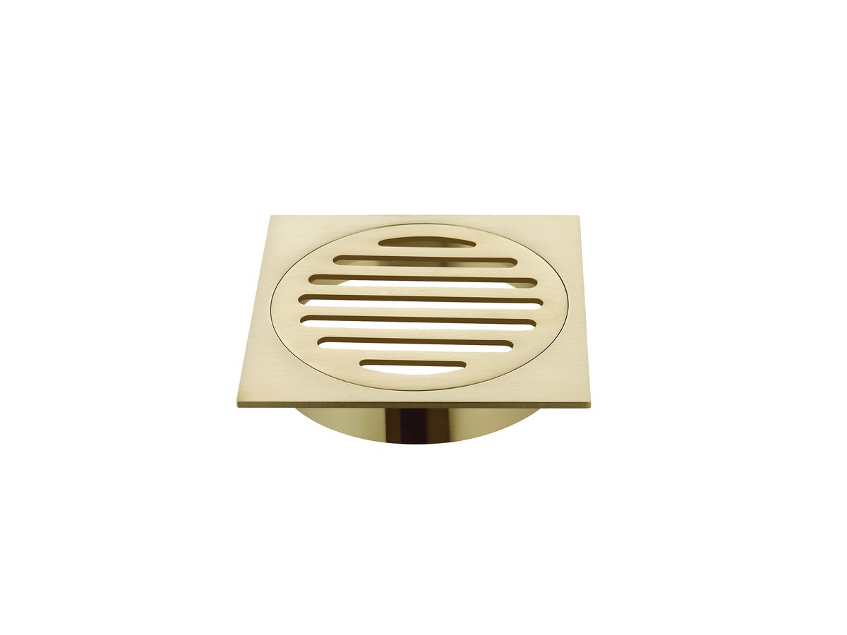 reece Mizu Drift Brass Trapscrew Grate Square 100mm Brushed Brass