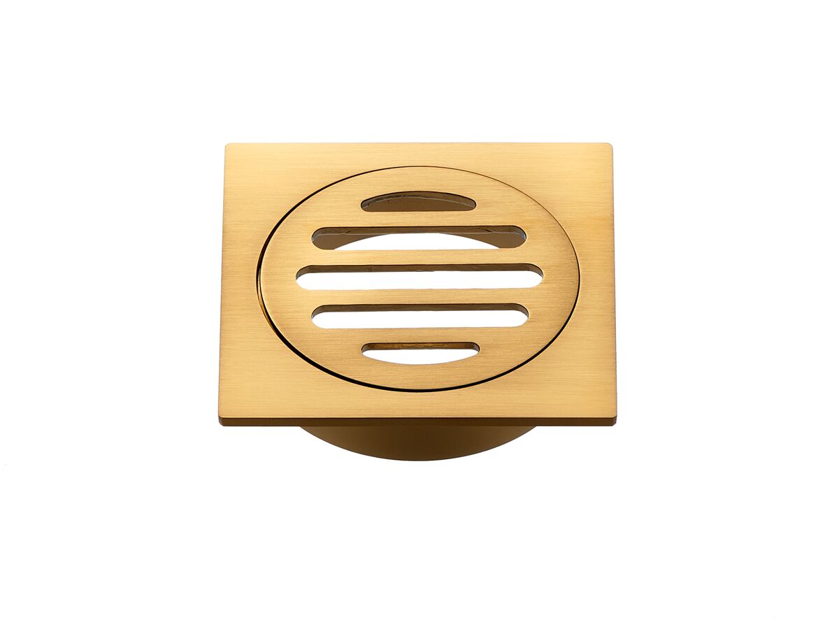 reece Mizu Drift Brass Trapscrew Grate Square 80mm Brushed Gold