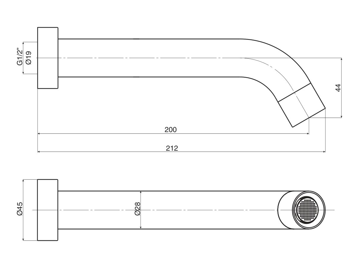 Reece Mizu Drift Curved Wall Basin Outlet 200mm Chrome (4 Star)