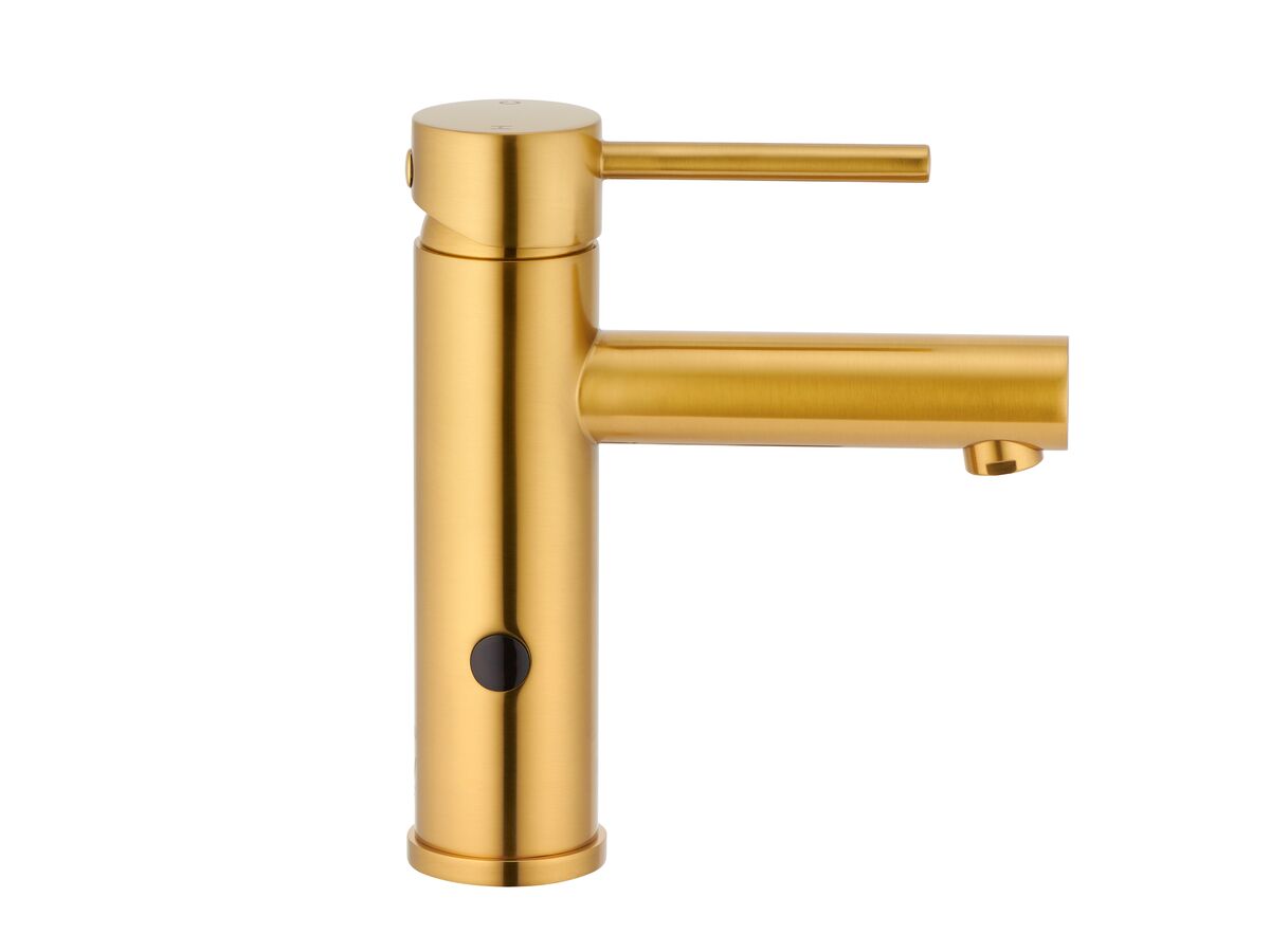 Reece Mizu Drift Dual Function Sensor Basin Mixer Brushed Gold - Mains Powered (6 Star)