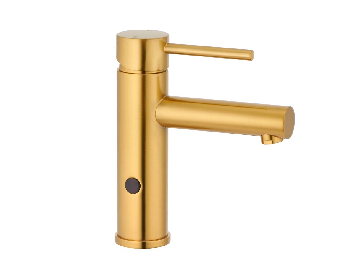 reece Mizu Drift Dual Function Sensor Basin Mixer Brushed Gold - Mains Powered (6 Star)