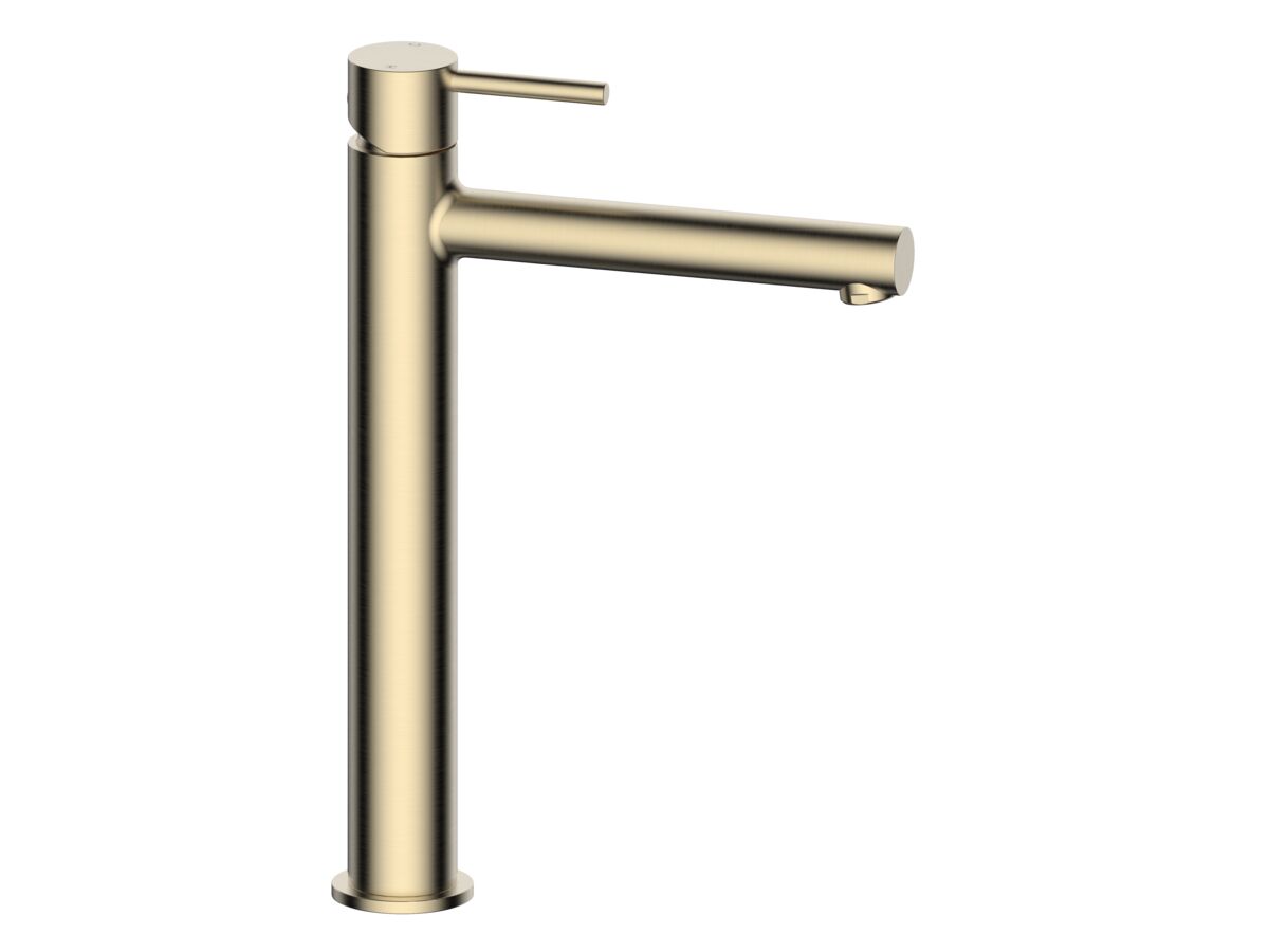 reece Mizu Drift Extended Basin Mixer Tap Straight Spout Brushed Brass (6 Star) Lead Free