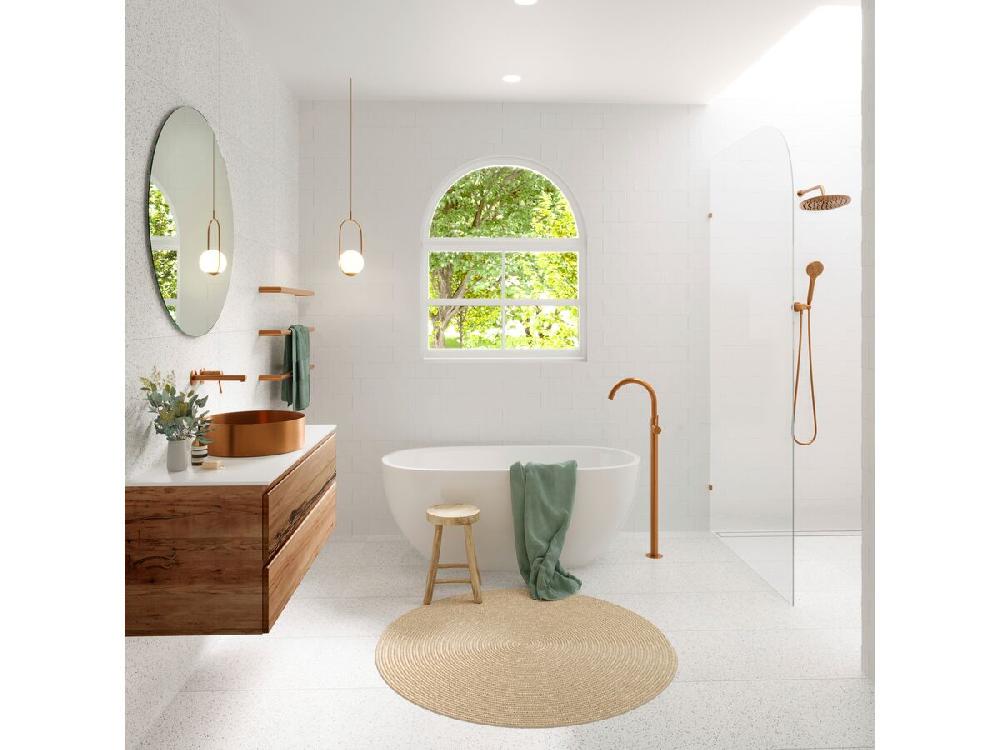Reece Mizu Drift Floor Mounted Bath Mixer Kit Brushed Bronze