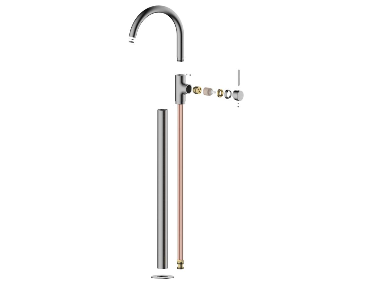 reece Mizu Drift Floor Mounted Bath Mixer Trimset Brushed Gunmetal