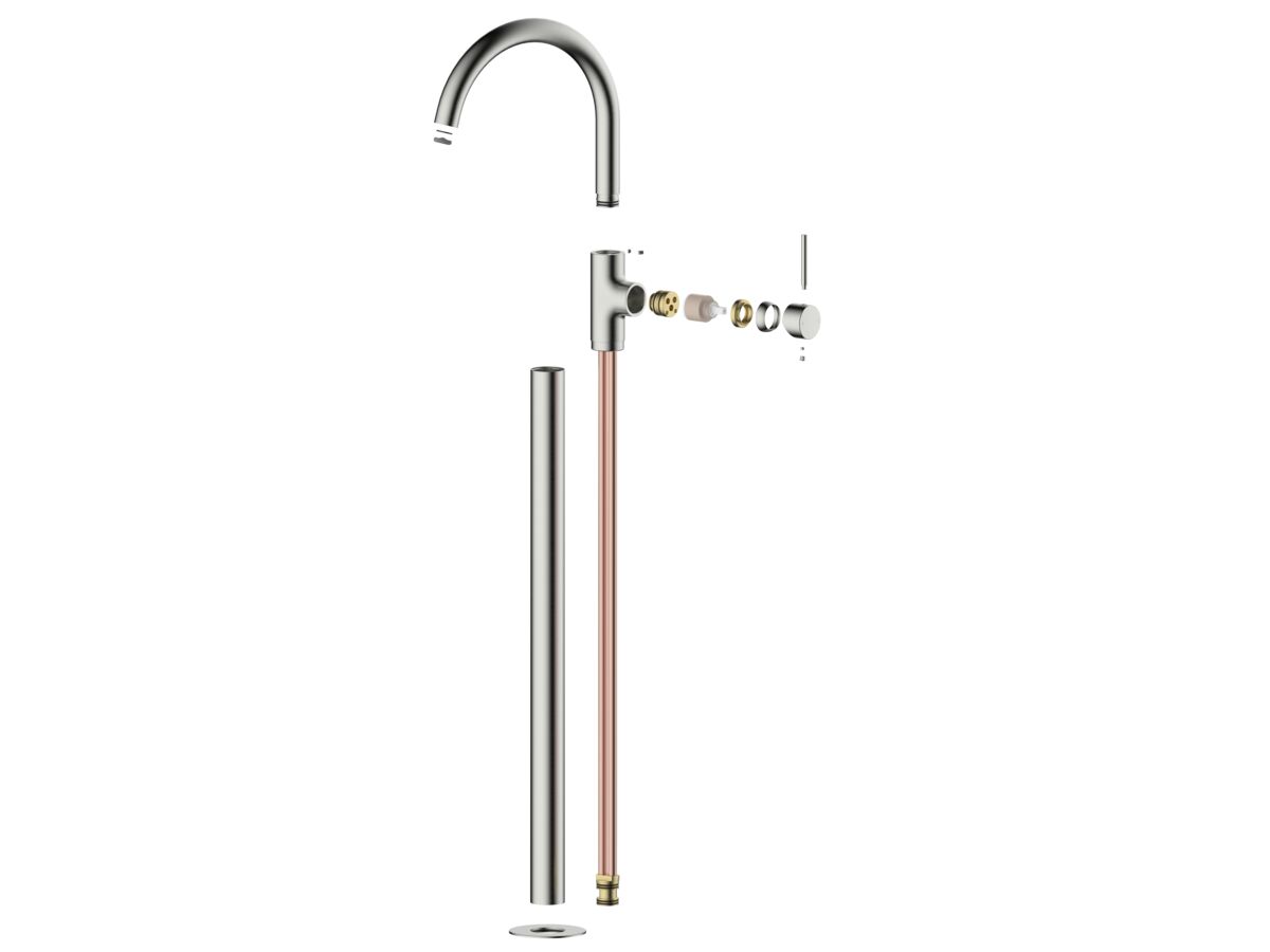 reece Mizu Drift Floor Mounted Bath Mixer Trimset Brushed Nickel