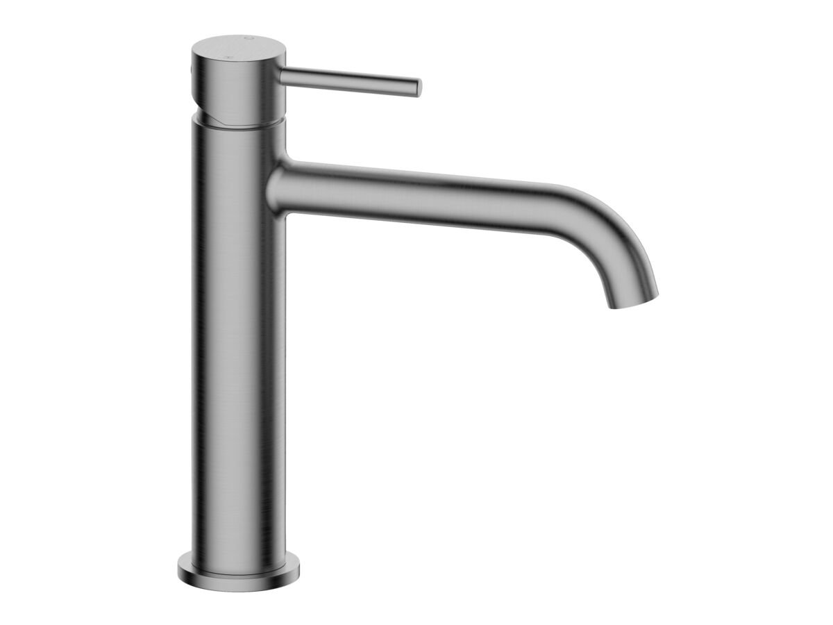 reece Mizu Drift Medium Height Basin Mixer Curved Spout Brushed Gunmetal (6 Star) Lead Free