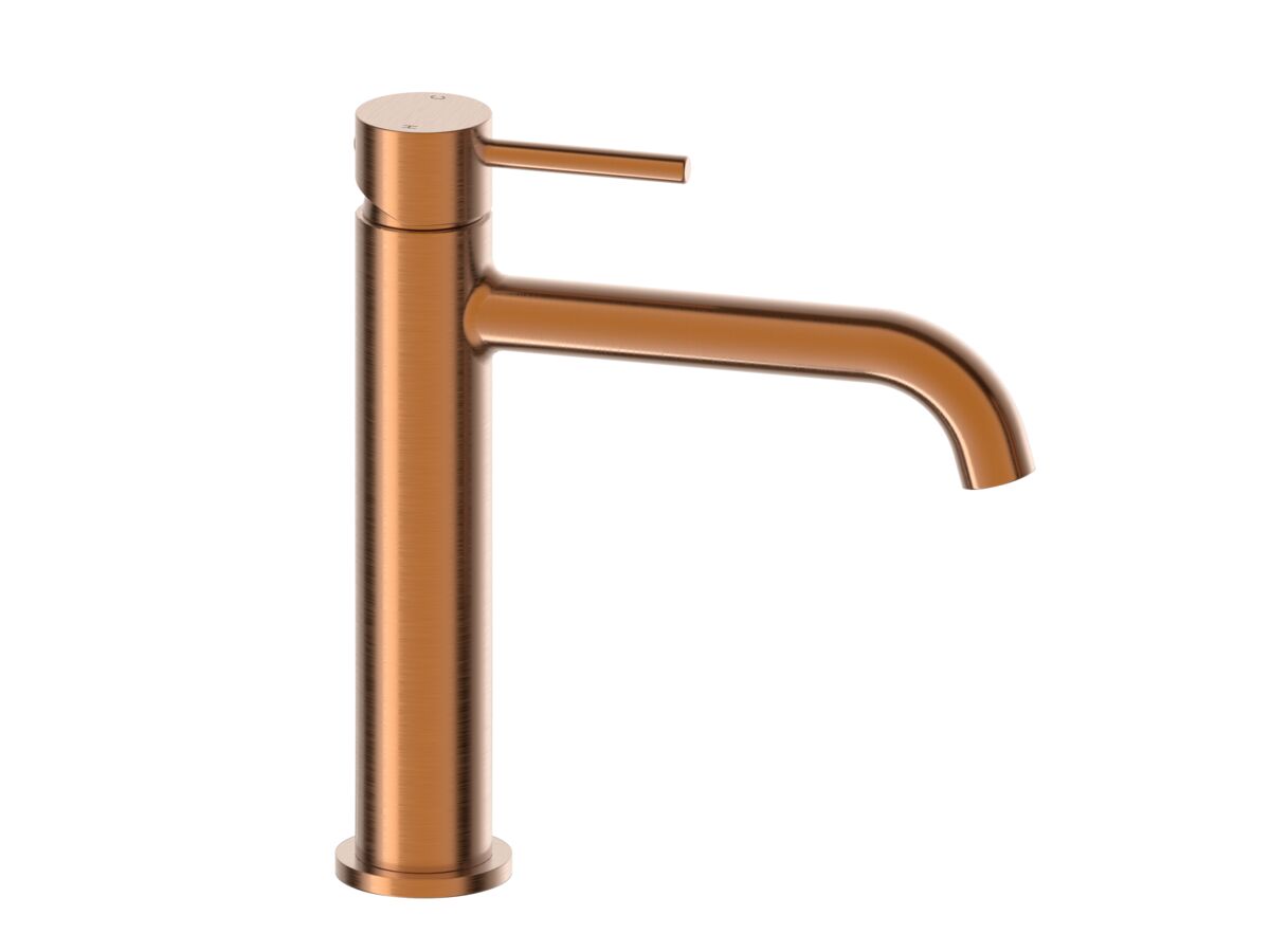 reece Mizu Drift Medium Height Basin Mixer Curved Spout Brushed Bronze (6 Star) Lead Free
