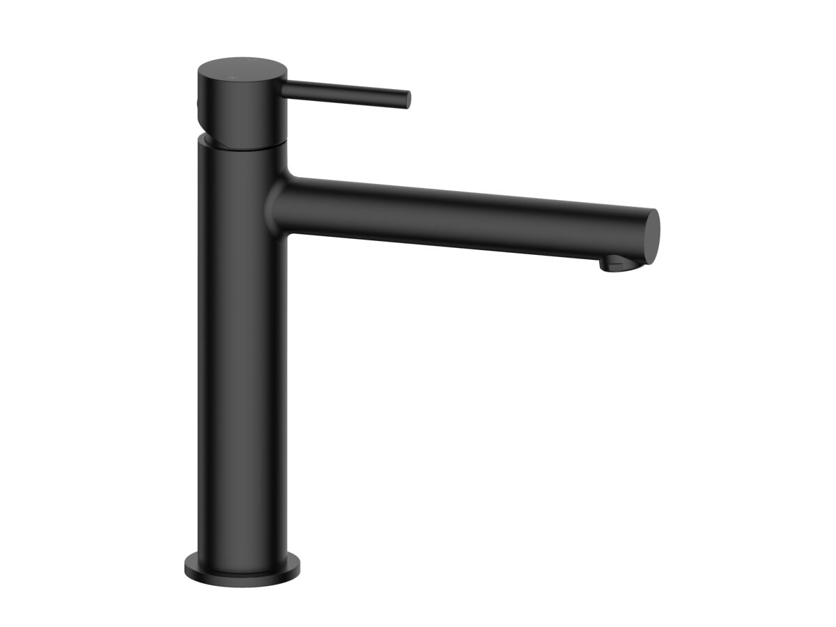 reece Mizu Drift Medium Height Basin Mixer Tap Straight Spout Matte Black (6 Star) Lead Free