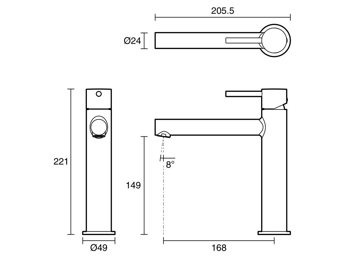 Reece Mizu Drift Medium Height Basin Mixer Tap Straight Spout Brushed Nickel (6 Star) Lead Free