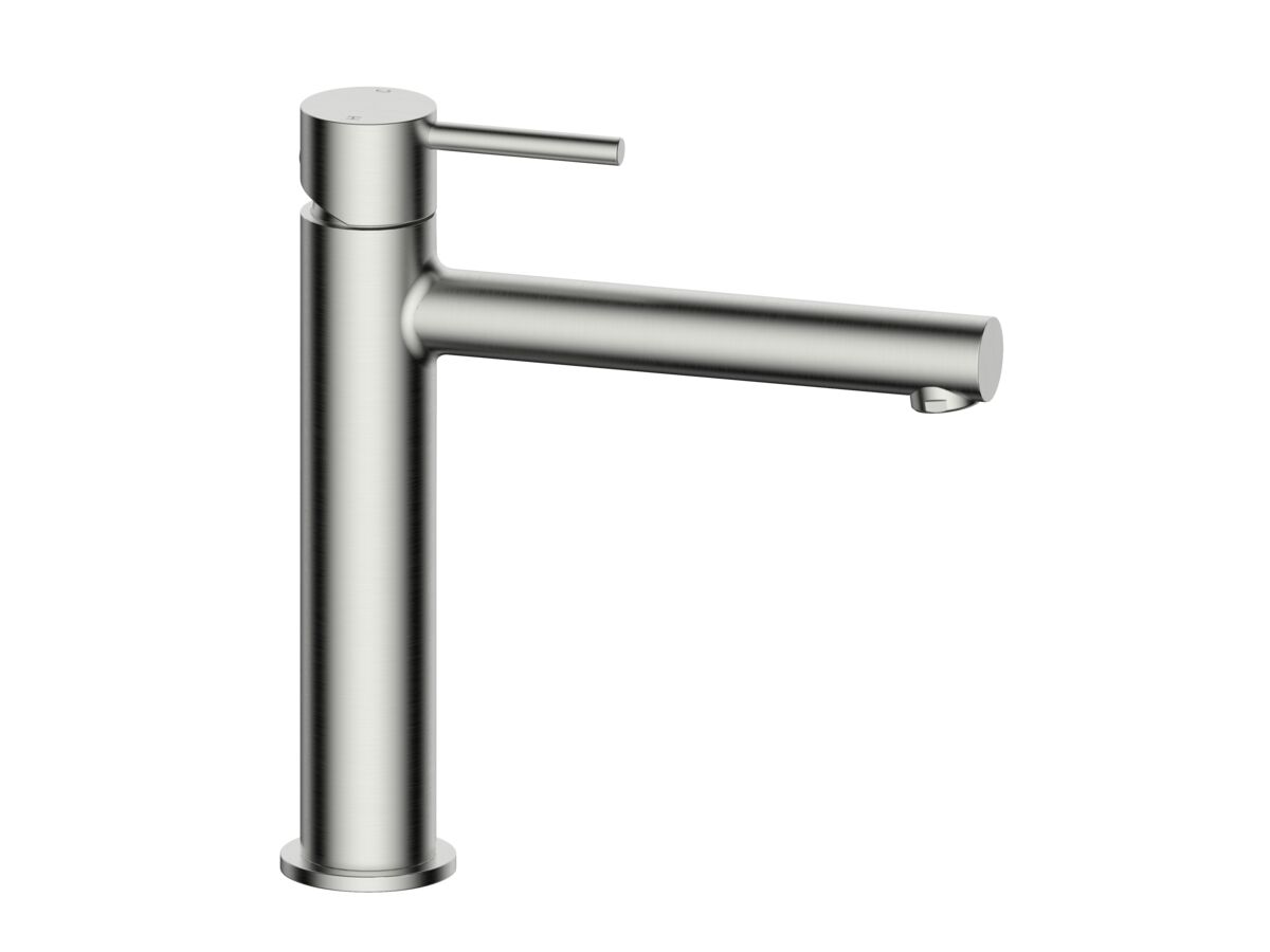 reece Mizu Drift Medium Height Basin Mixer Tap Straight Spout Brushed Nickel (6 Star) Lead Free