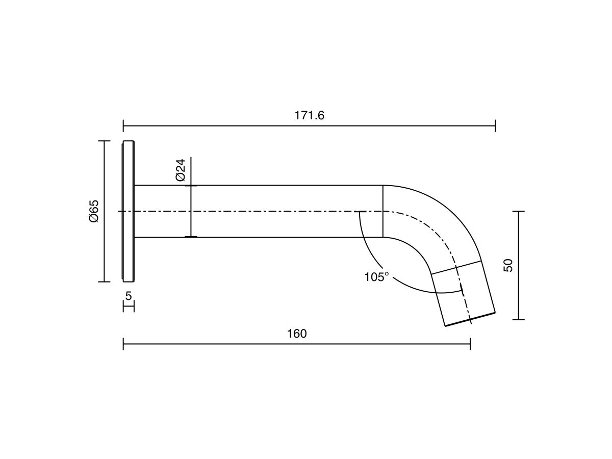 Reece Mizu Drift MK2 Basin / Bath Outlet 160mm Brushed Gunmetal (5 Star)