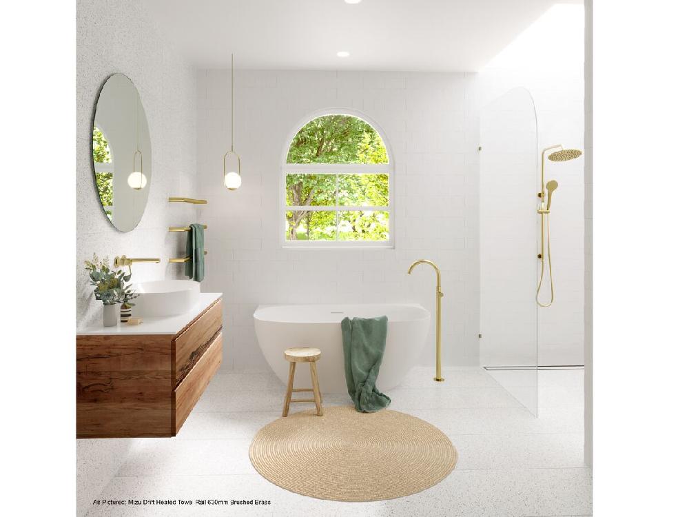 Reece Mizu Drift MK2 Floor Mount Bath Mixer Kit Brushed Brass