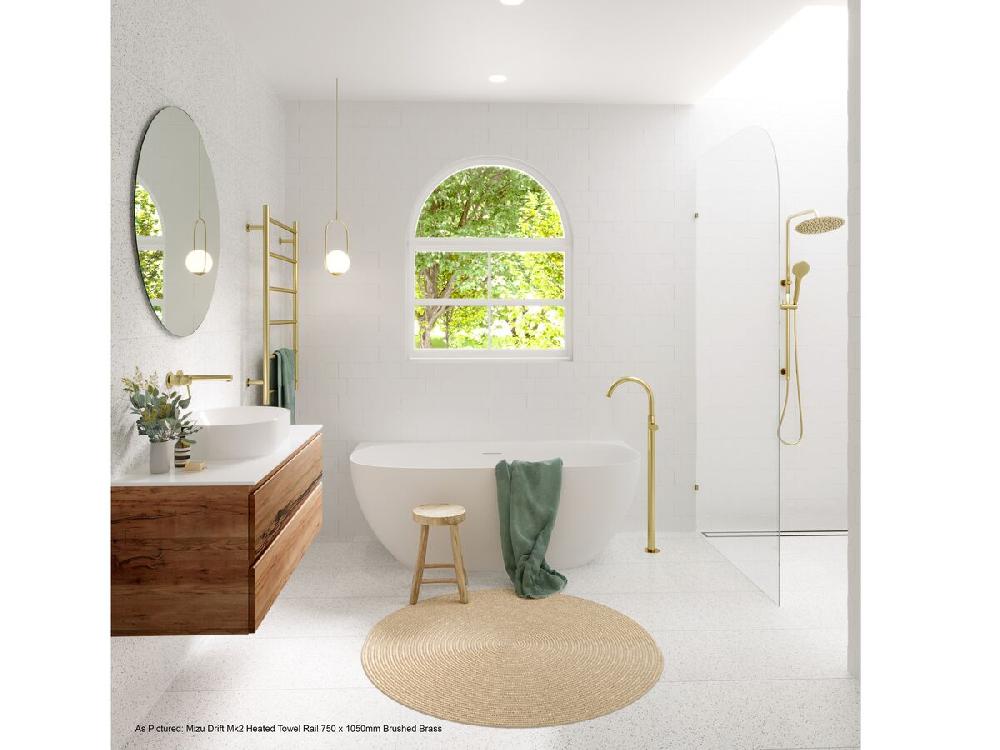Reece Mizu Drift MK2 Floor Mount Bath Mixer Kit Brushed Brass