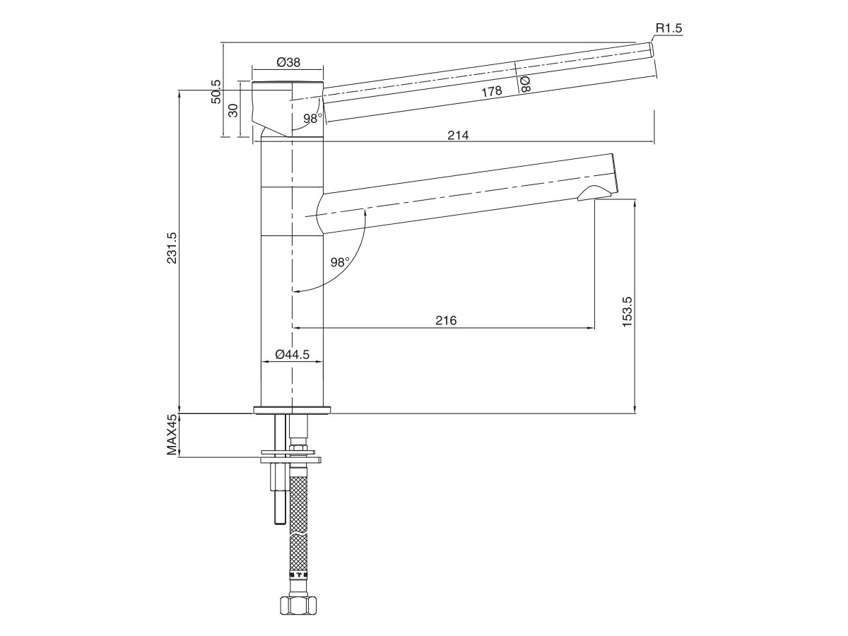 Reece Mizu Drift MK2 Sink Mixer With Extended Lever Matte Black (4 Star)