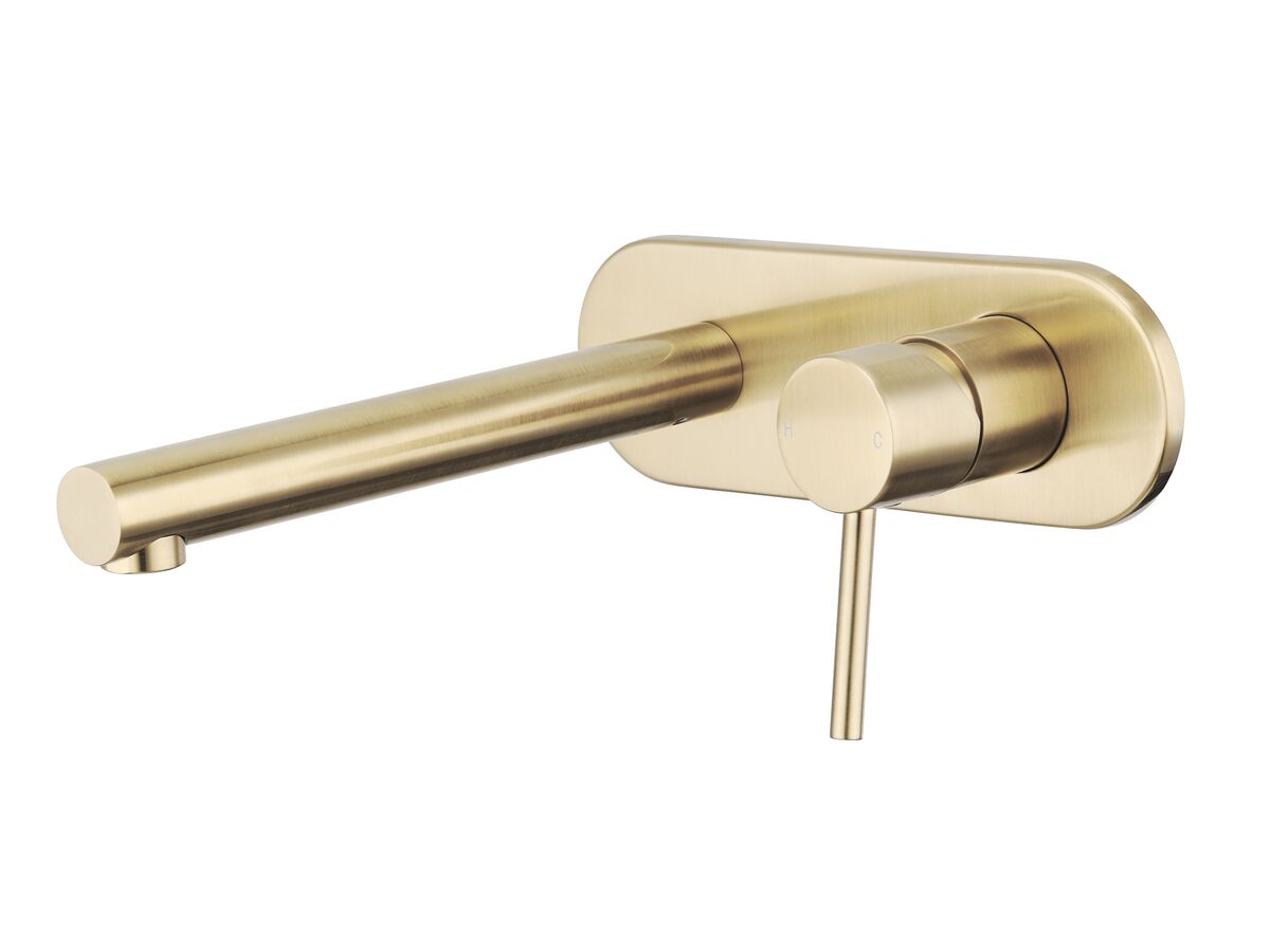 Reece Mizu Drift MK2 Wall Bath Mixer Tap Set Trimset 200mm Brushed Gold