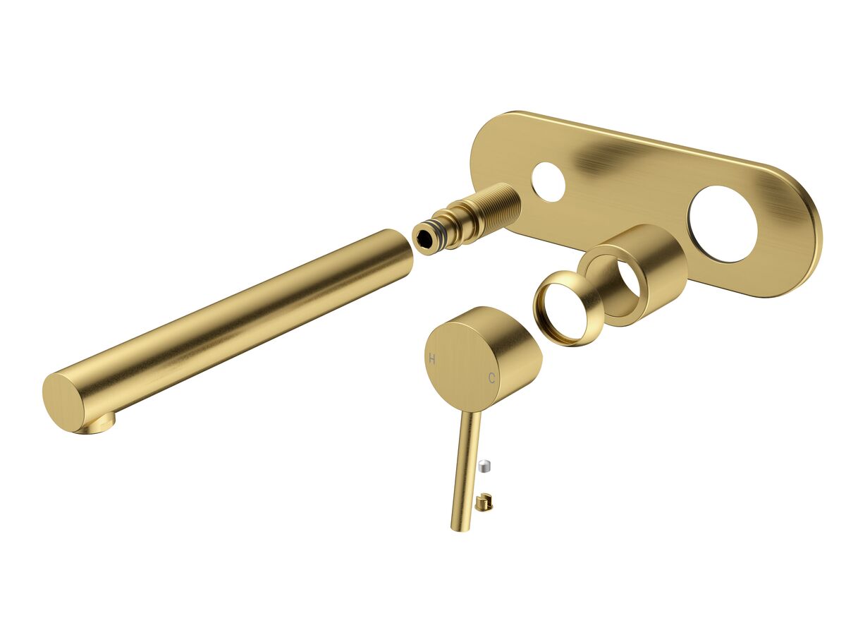 reece Mizu Drift MK2 Wall Bath Mixer Tap Set Trimset 200mm Brushed Gold