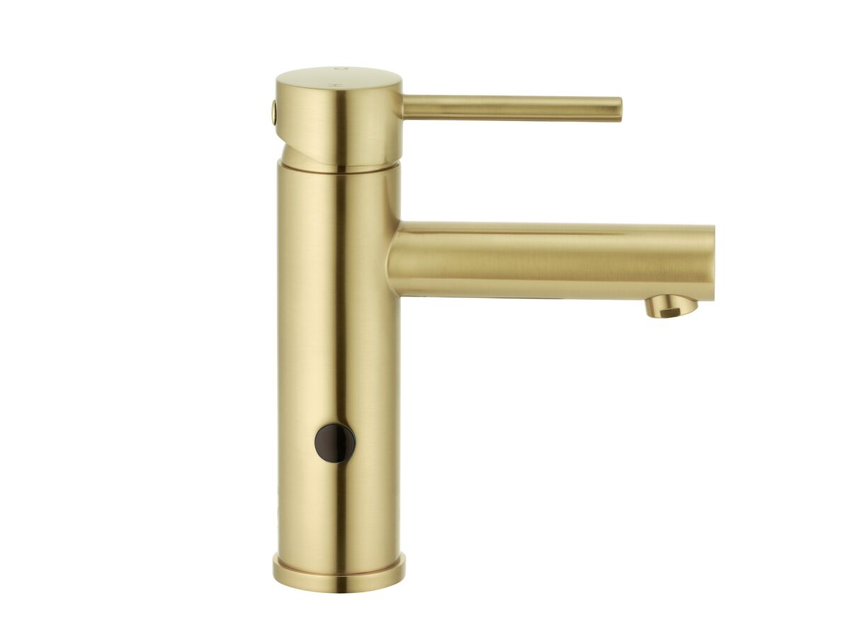 Reece Mizu Drift Sensor Basin Mixer Brushed Brass Battery Powered (6 Star)
