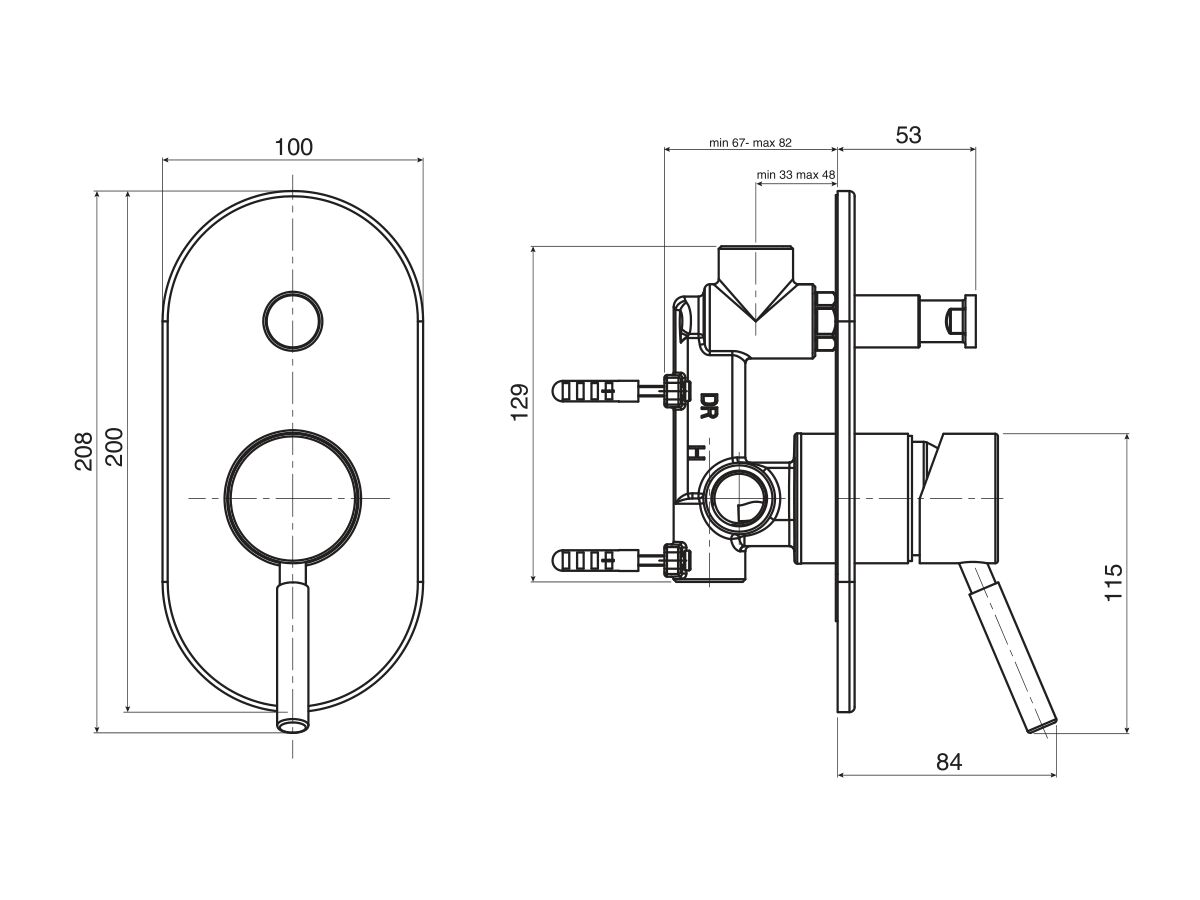 Reece Mizu Drift Shower Mixer Tap With Diverter Brushed Nickel