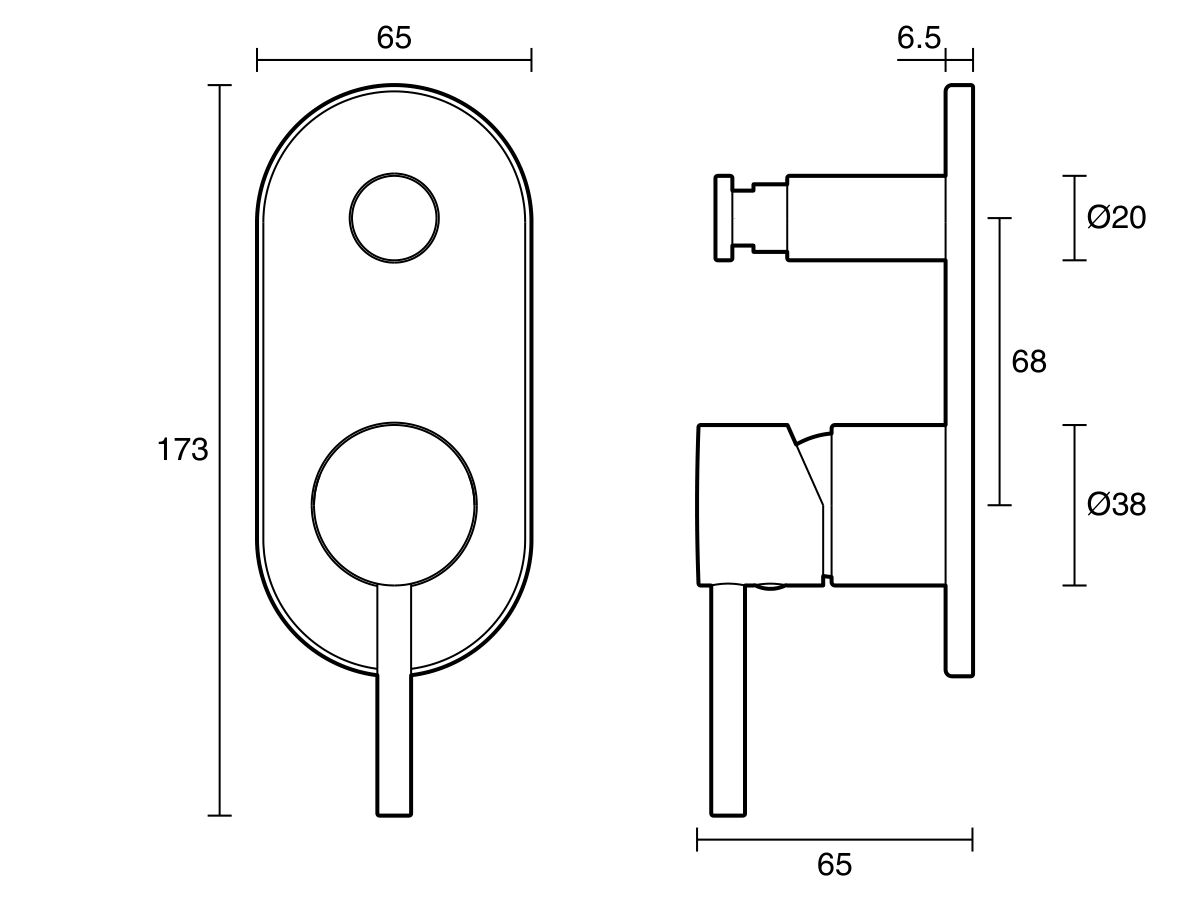 Reece Mizu Drift Shower Mixer With Diverter Trimset Only Chrome