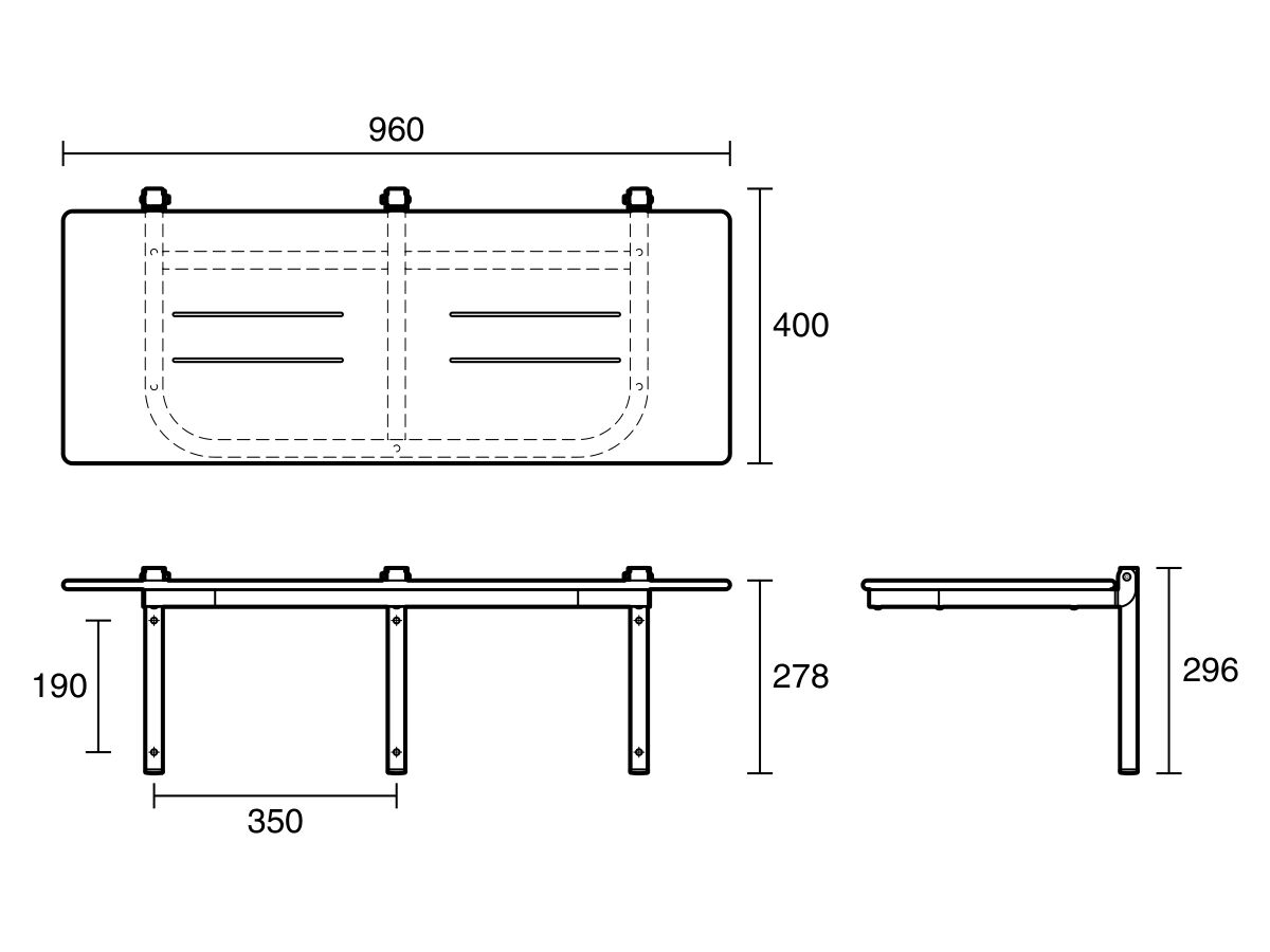 Reece Mizu Drift Shower Seat 960 X 400mm Polished Stainless Steel