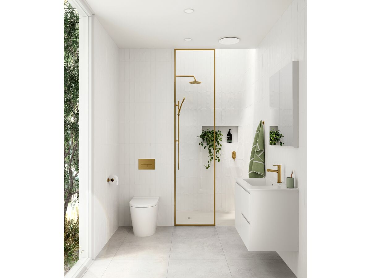 Reece Mizu Drift Single Rail Shower With Top Rail Water Inlet Brushed Gold (3 Star)