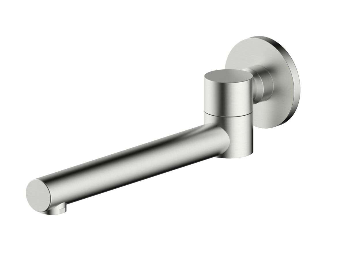 reece Mizu Drift Swivel Bath Outlet Straight Spout 227mm Brushed Nickel