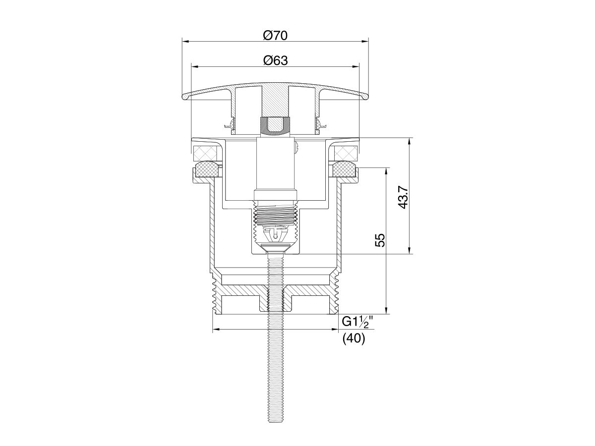 Reece Mizu Drift Universal 40mm Dome Pop Up Plug & Waste Brushed Brass