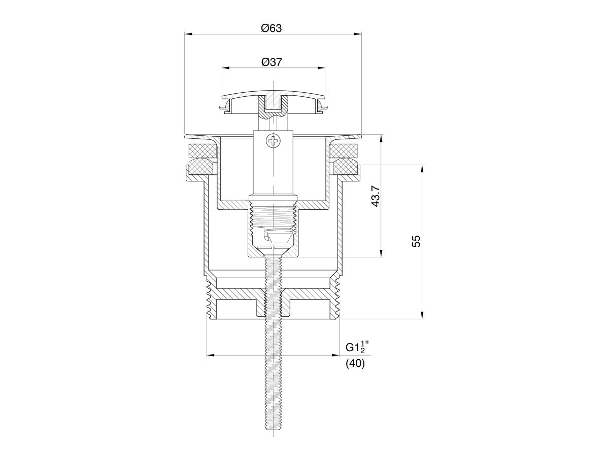 Reece Mizu Drift Universal 40mm Pop Up Plug & Waste Brushed Brass