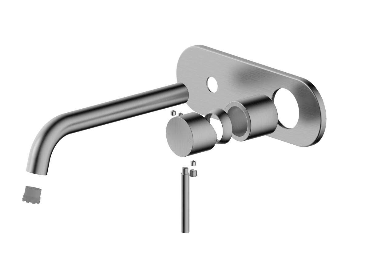reece Mizu Drift Wall Basin/Bath Mixer Set Curve Trimset Brushed Gunmetal (6 Star) Lead Free