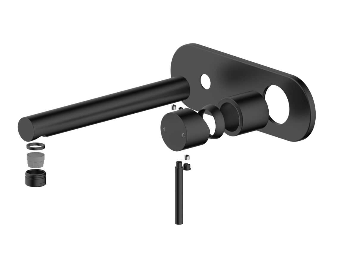 reece Mizu Drift Wall Basin/Bath Mixer Set Straight Spout Trimset Matte Black (6 Star) Lead Free