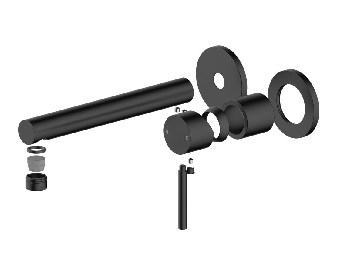 reece Mizu Drift Wall Basin/Bath Mixer Set Straight Spout with 2-Piece Cover Plate Trimset Matte Black (6 Star) Lead Free
