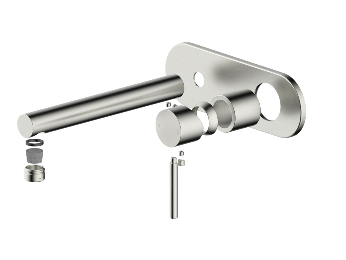 reece Mizu Drift Wall Basin/Bath Mixer Set Straight Spout Trimset Brushed Nickel (6 Star) Lead Free