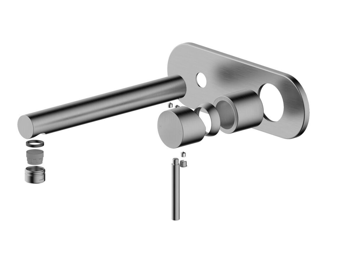 reece Mizu Drift Wall Basin/Bath Mixer Set Straight Spout Trimset Brushed Gunmetal (6 Star) Lead Free