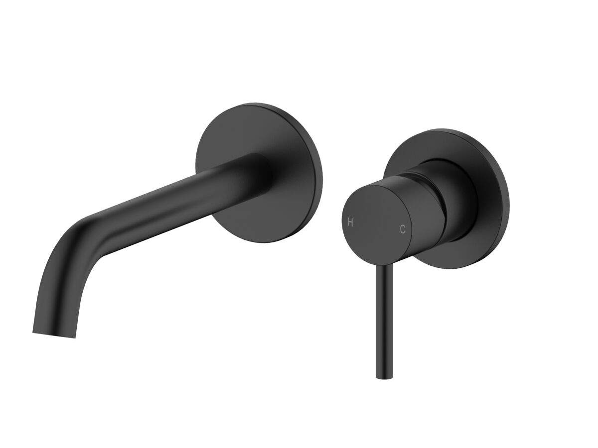 reece Mizu Drift Wall Basin / Bath Mixer Set with Curved Spout 2 Piece Kit Matte Black (6 Star) Lead Free