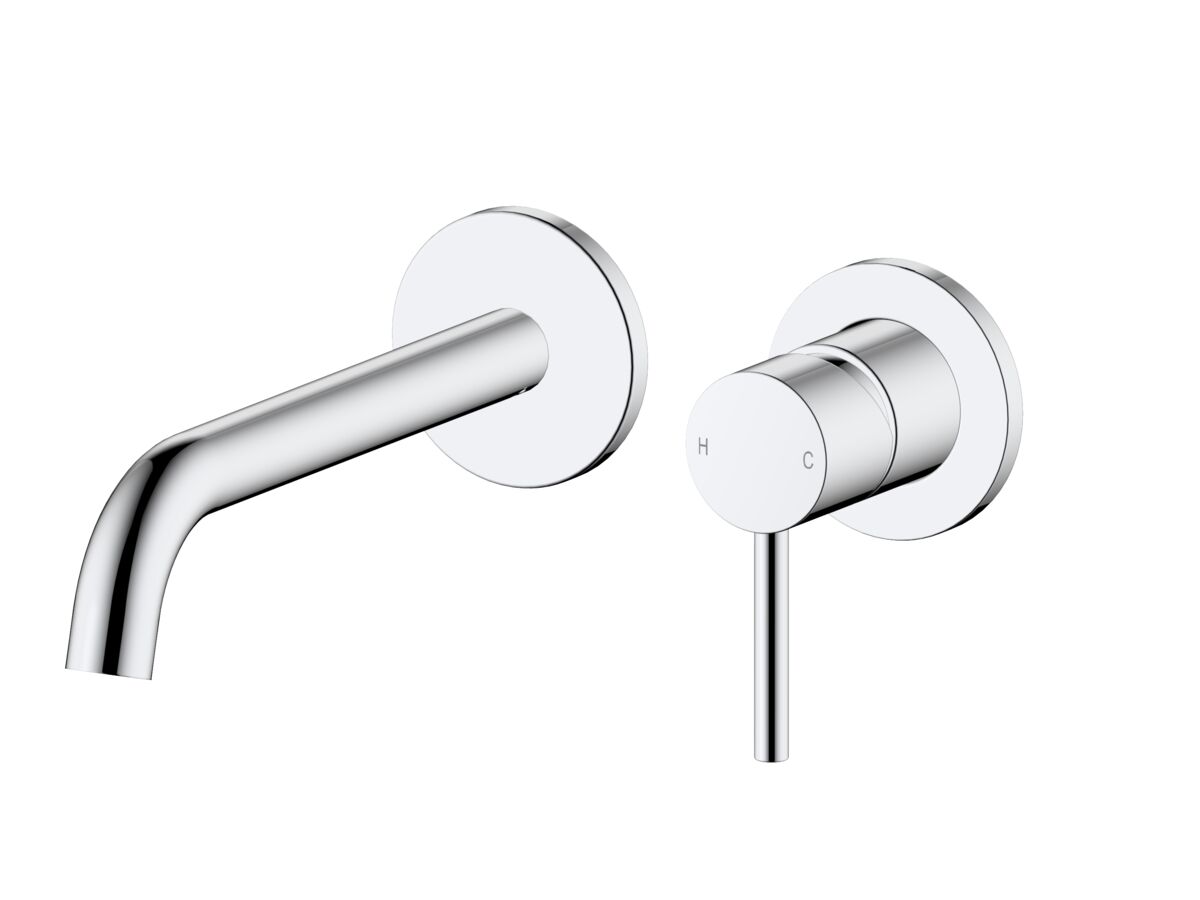 reece Mizu Drift Wall Basin / Bath Mixer Set with Curved Spout 2 Piece Kit Chrome (6 Star) Lead Free