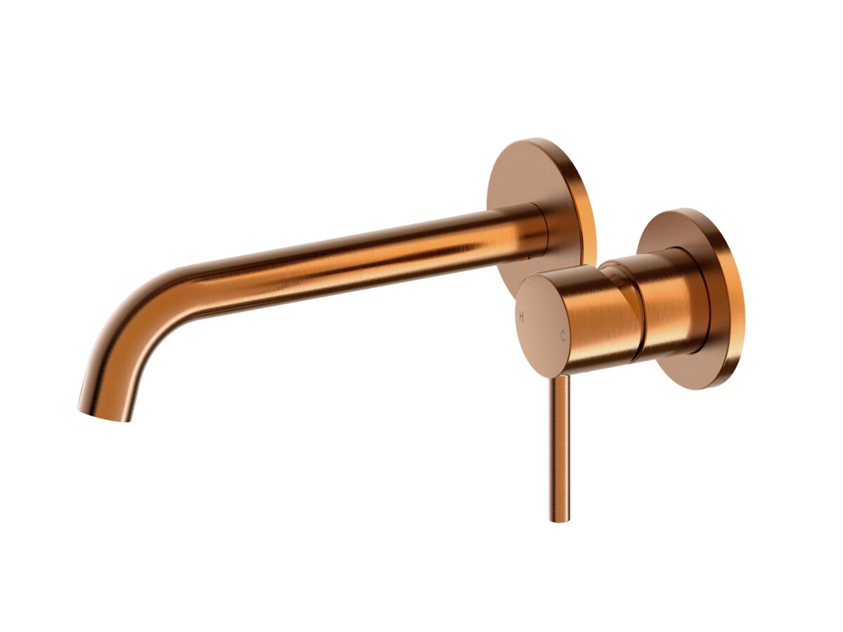 reece Mizu Drift Wall Basin / Bath Mixer Set with Curved Spout 2 Piece Kit Brushed Bronze (6 Star) Lead Free