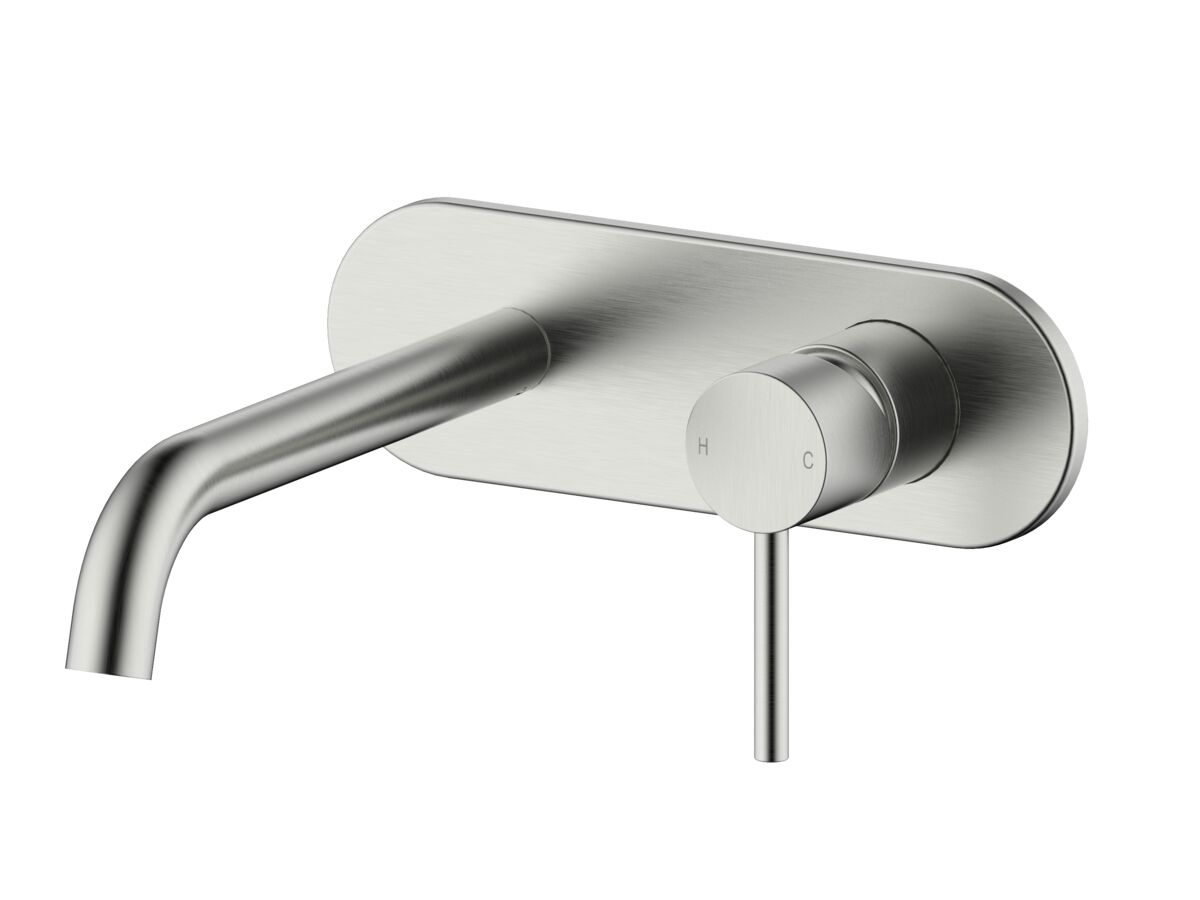 reece Mizu Drift Wall Basin / Bath Mixer Set with Curved Spout Kit Brushed Nickel (6 Star) Lead Free