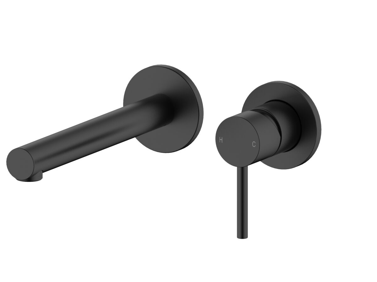 reece Mizu Drift Wall Basin / Bath Mixer Set with Straight Spout 2 Piece Kit Matte Black (6 Star) Lead Free