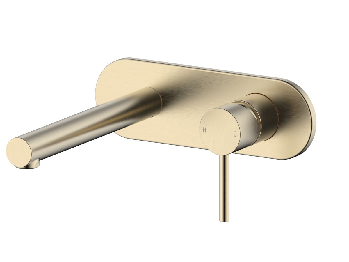 reece Mizu Drift Wall Basin / Bath Mixer Set with Straight Spout Kit Brushed Brass (6 Star) Lead Free