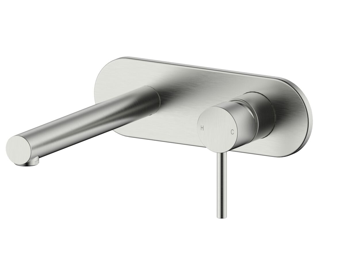 reece Mizu Drift Wall Basin / Bath Mixer Set with Straight Spout Kit Brushed Nickel (6 Star) Lead Free