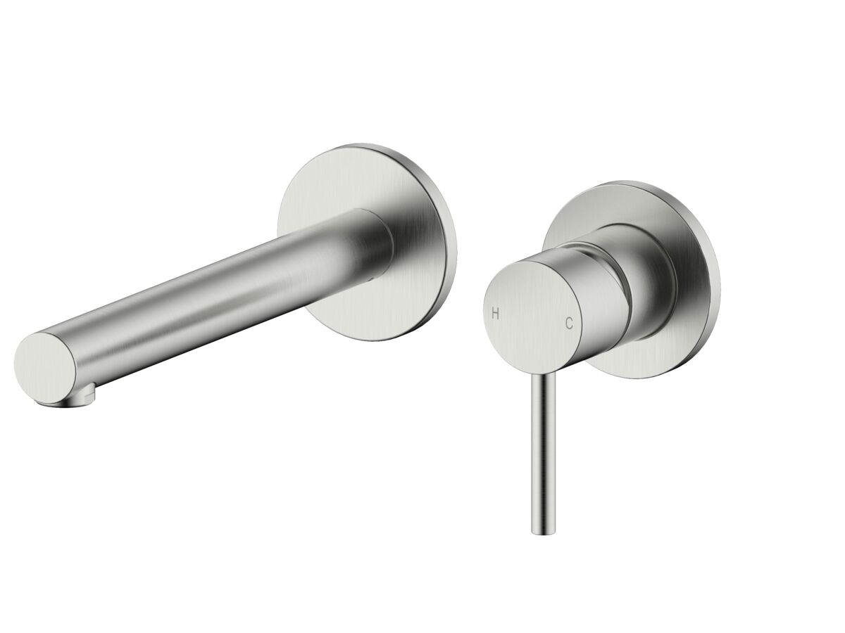 reece Mizu Drift Wall Basin / Bath Mixer Set with Straight Spout 2 Piece Kit Brushed Nickel (6 Star) Lead Free