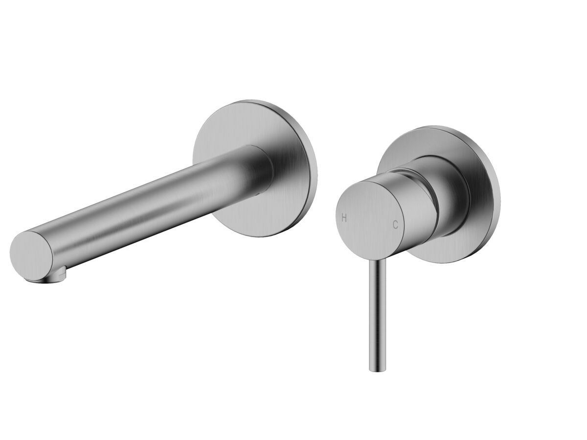 reece Mizu Drift Wall Basin / Bath Mixer Set with Straight Spout 2 Piece Kit Brushed Gunmetal (6 Star) Lead Free