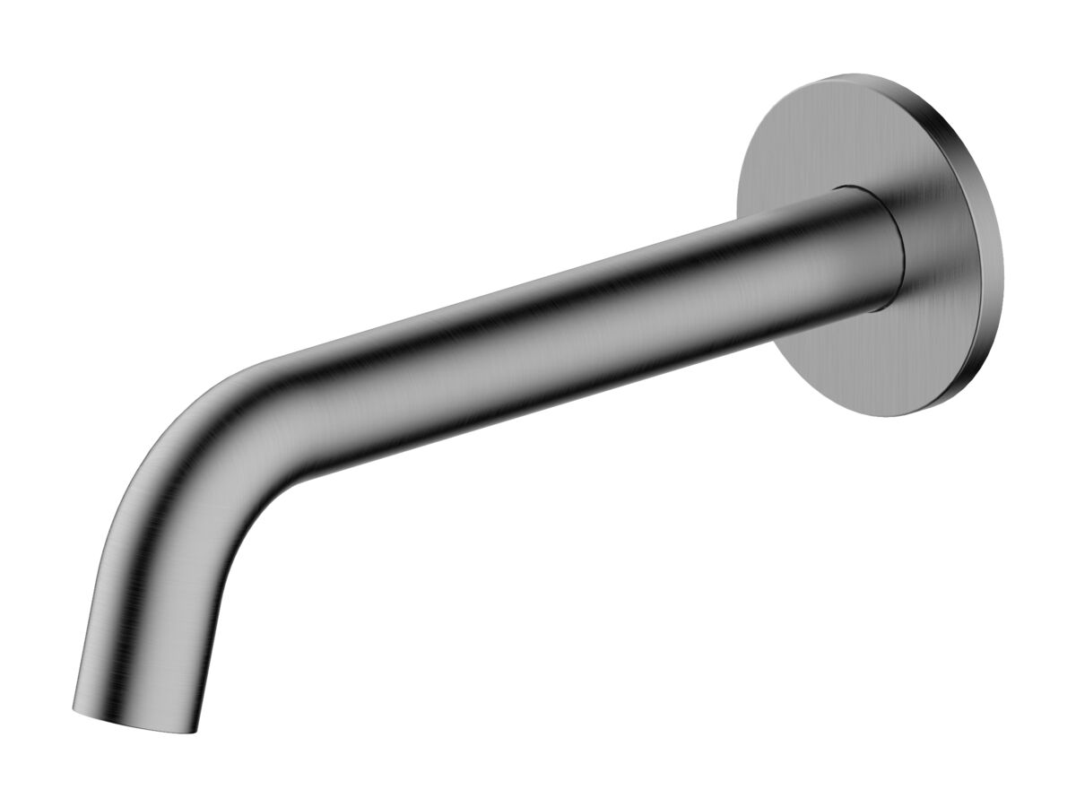 reece Mizu Drift Wall Basin/Bath Outlet Curve Spout 200mm Brushed Gunmetal (6 Star) Lead Free