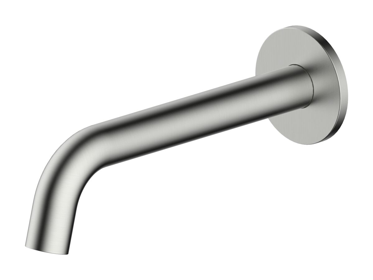 reece Mizu Drift Wall Basin/Bath Outlet Curve Spout 200mm Brushed Nickel (6 Star) Lead Free