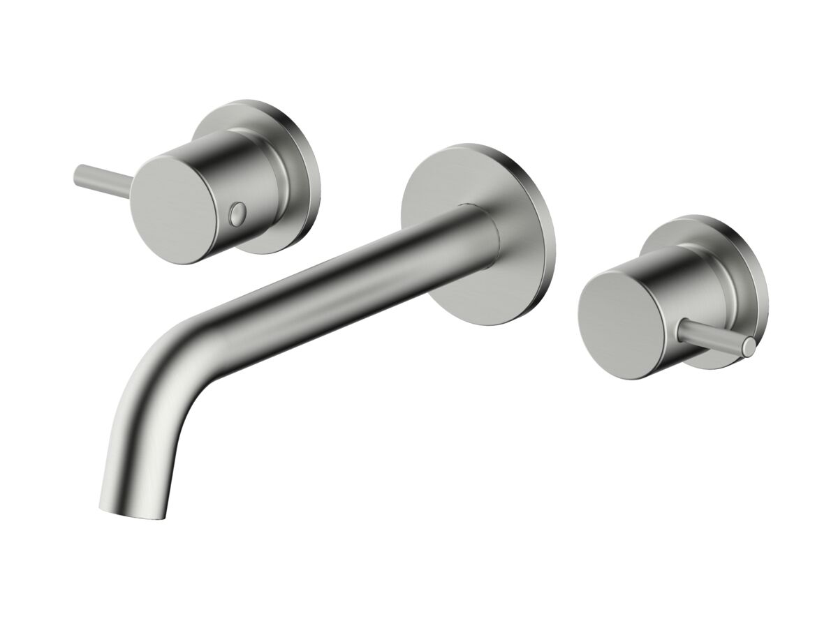 reece Mizu Drift Wall Basin / Bath Set with Curved Spout 200mm Brushed Nickel (6 Star) Lead Free