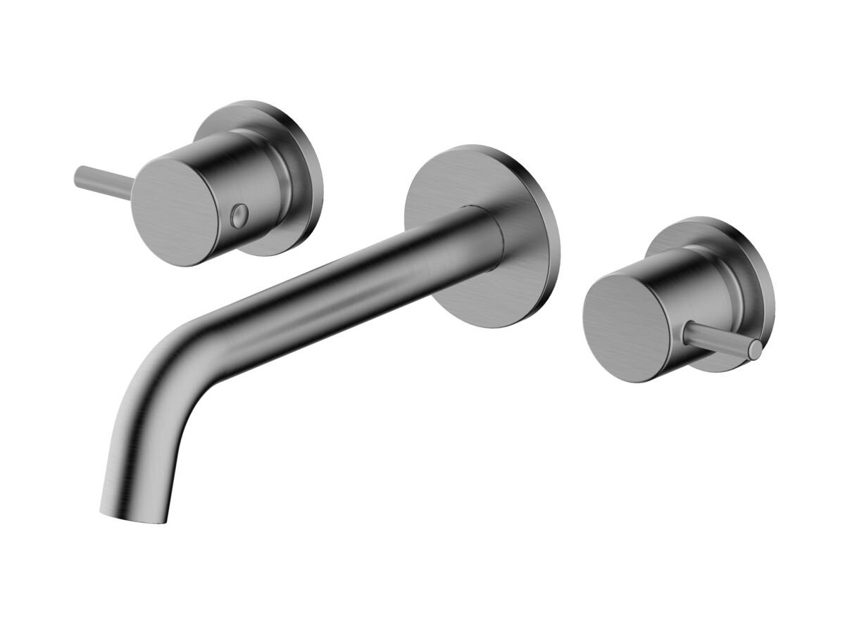 reece Mizu Drift Wall Basin / Bath Set with Curved Spout 200mm Brushed Gunmetal (6 Star) Lead Free