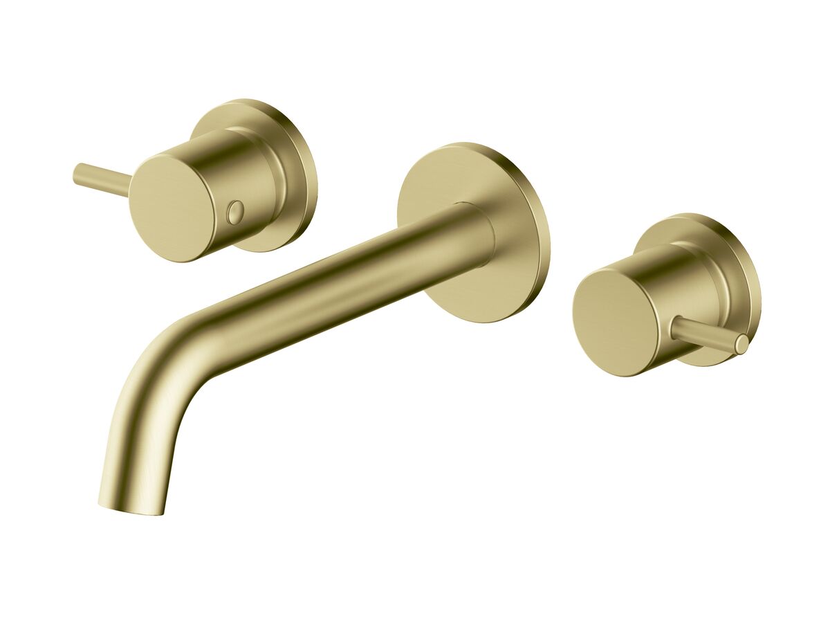 reece Mizu Drift Wall Basin / Bath Set with Curved Spout 200mm Brushed Brass (6 Star) Lead Free