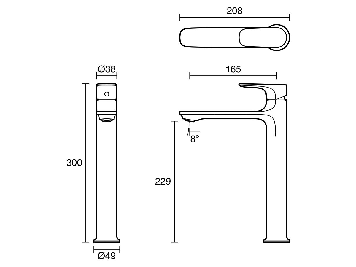 Reece Mizu Silk Extended Basin Mixer Tap Brushed Nickel (6 Star) Lead Free